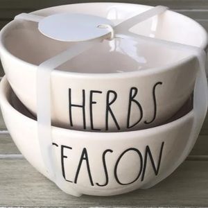 Rae Dunn Herb Season farmhouse kitchen dishes decor rustic bowls